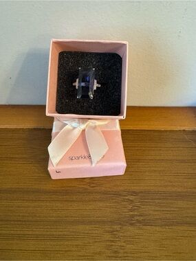 Women's Emerald-Cut purple Amethyst Ring silver 925 size 6 feminine whimsical